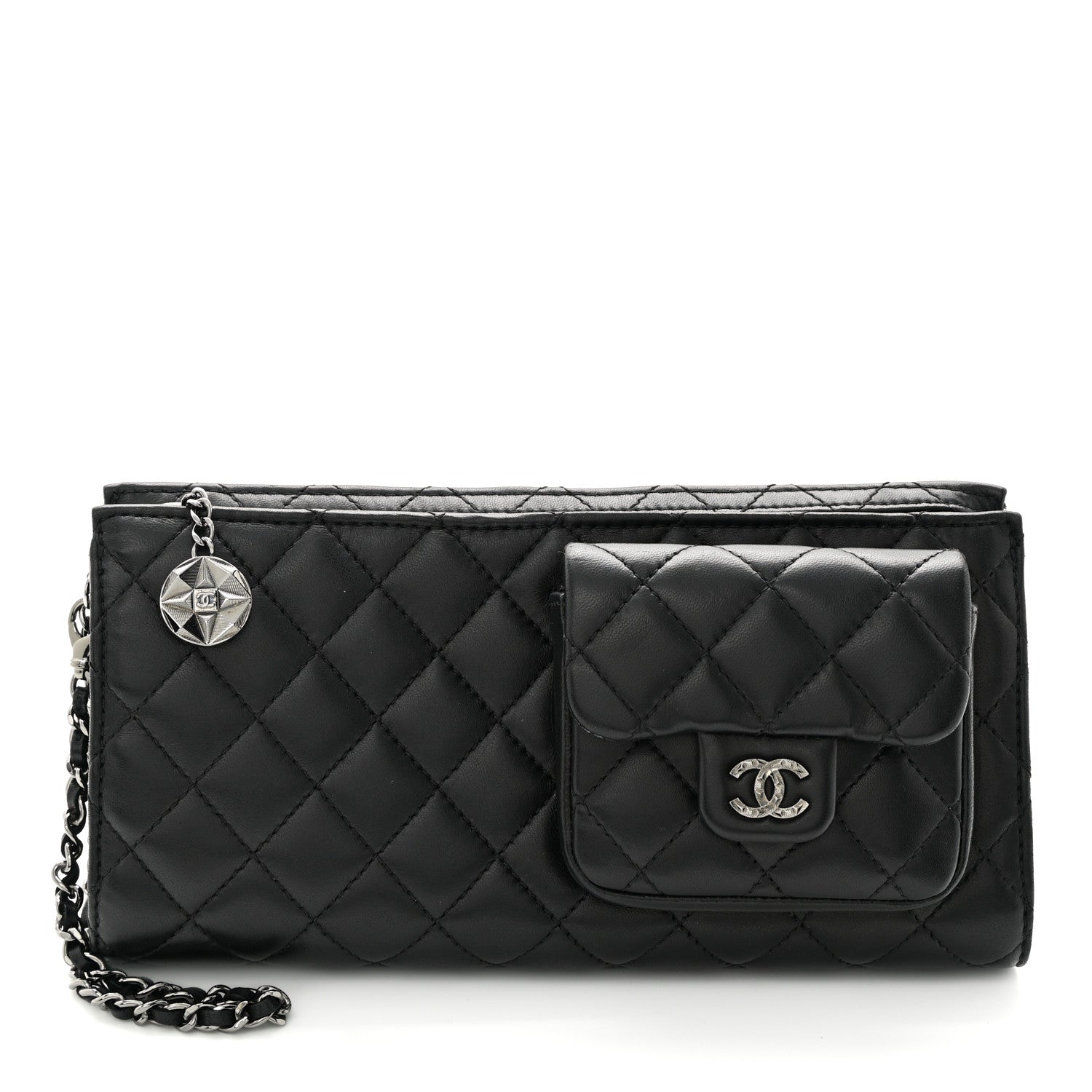 Chanel Lambskin Mineral Nights Pochette Wristlet Black 1 of 17