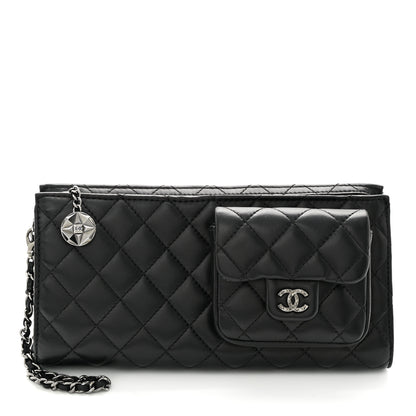 Chanel Lambskin Mineral Nights Pochette Wristlet Black 1 of 17