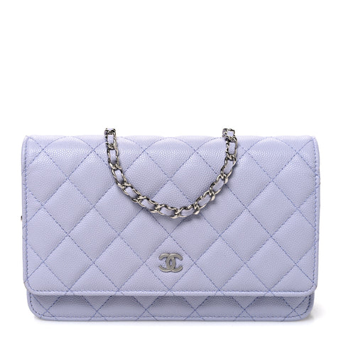 Caviar Quilted Wallet on Chain WOC Light Purple