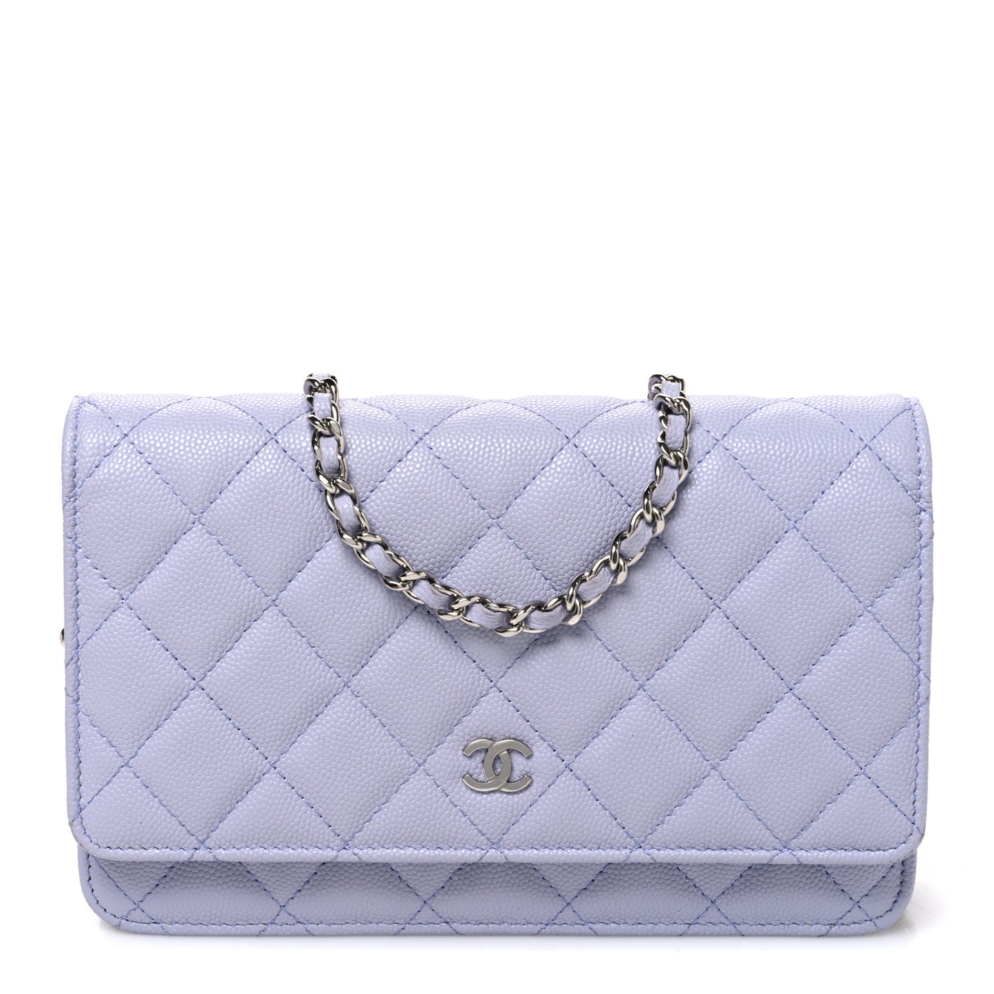 Caviar Quilted Wallet on Chain WOC Light Purple