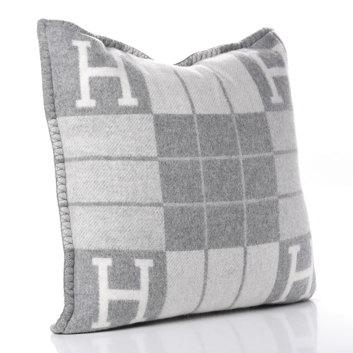 Hermes Wool Cashmere Avalon III Pillow PM Ecru Gris Clair 2 of 5