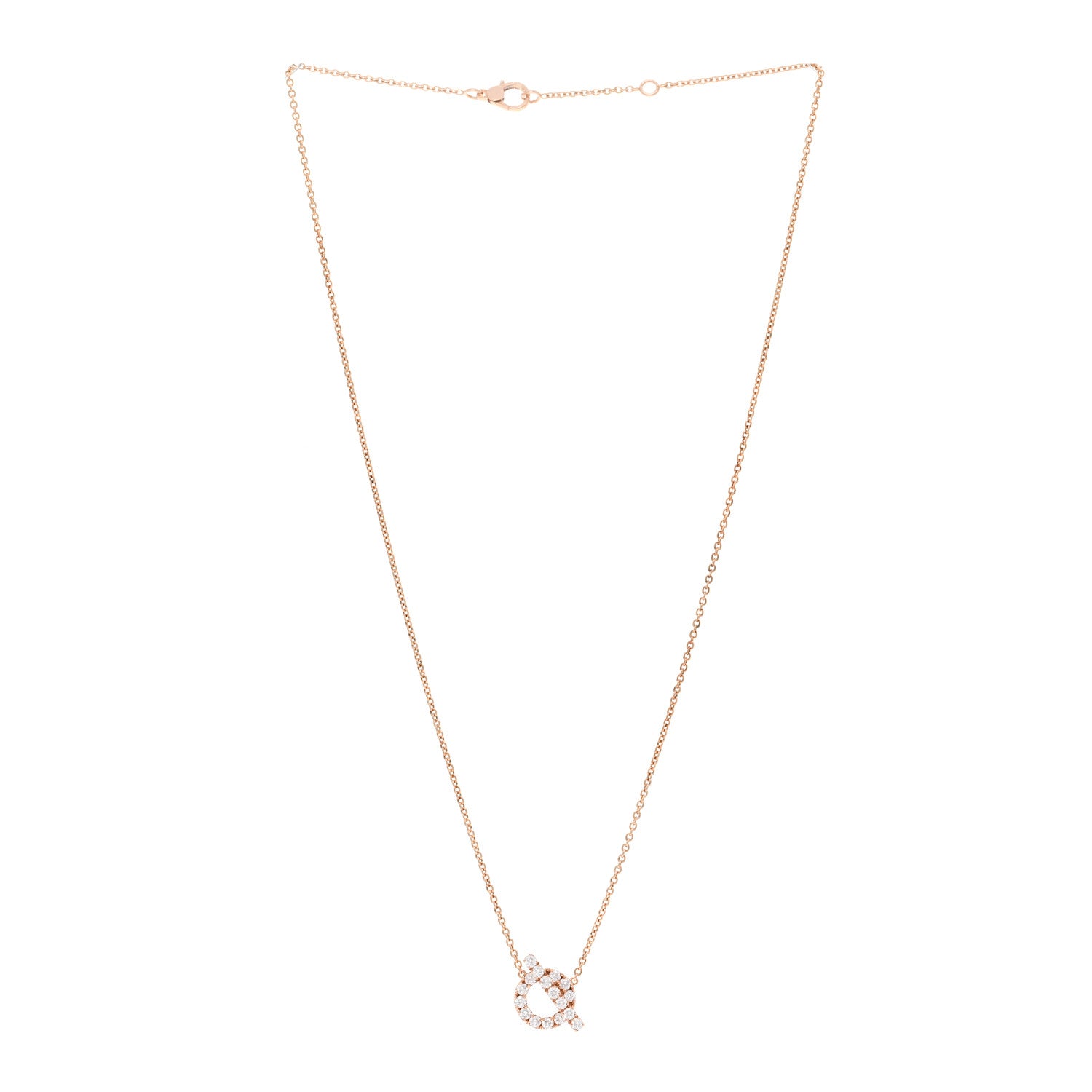 Hermes 18K Rose Gold Diamond Finesse Pendant Necklace 3 of 6