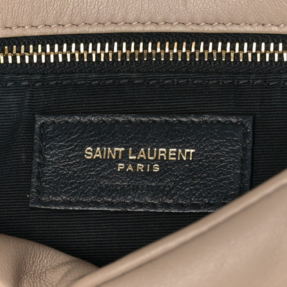 Saint Laurent Lambskin Quilted Small Loulou Puffer Monogram Chain Satchel Dark Beige 6 of 9