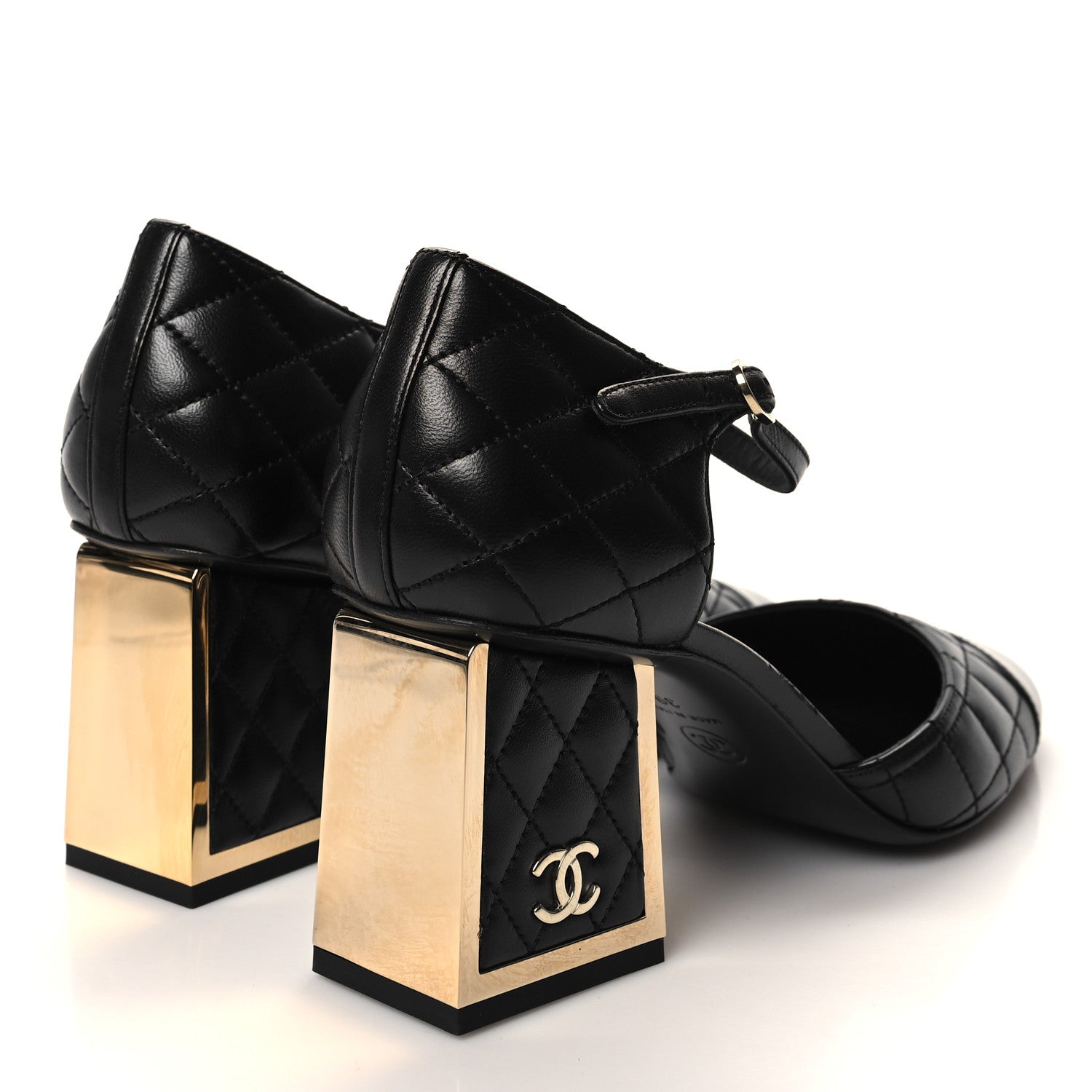 Chanel Lambskin Quilted Cap Toe Mary Jane Pumps 39 Black 4 of 9