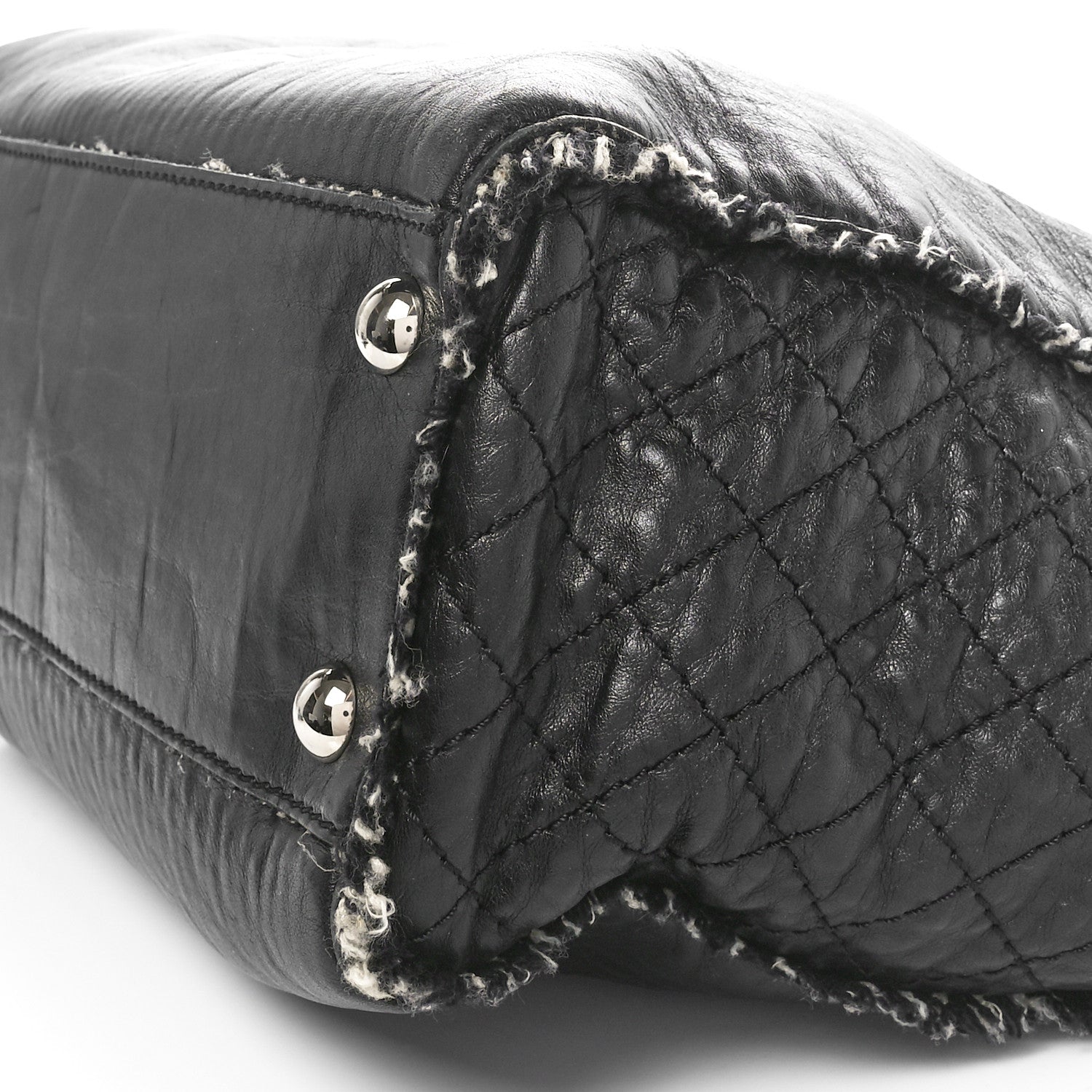Chanel Glazed Calfskin Tweed Tweedy Shopping Tote Black 10 of 11