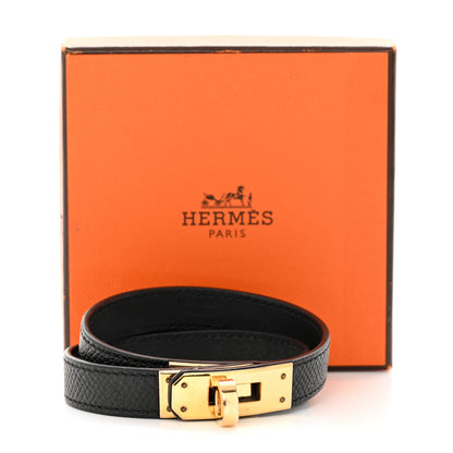 Hermes Epsom Kelly Double Tour Bracelet M Black 6 of 6