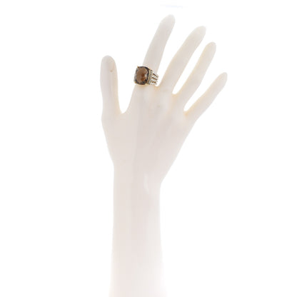 David Yurman Sterling Silver 18K Yellow Gold Diamond Smoky Quartz 16mm Wheaton Ring 54 7 2 of 6