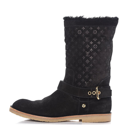 Louis Vuitton Suede Shearling Fauvist Boots 39 Black 1 of 11