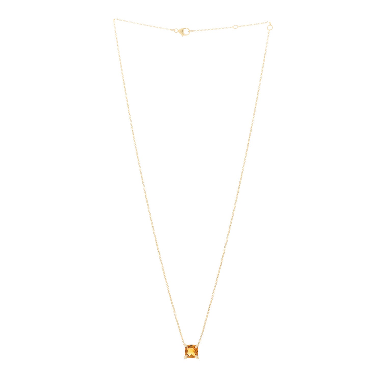David Yurman 18K Yellow Gold Diamond Citrine 7mm Petite Chatelaine Pendant Necklace 3 of 5