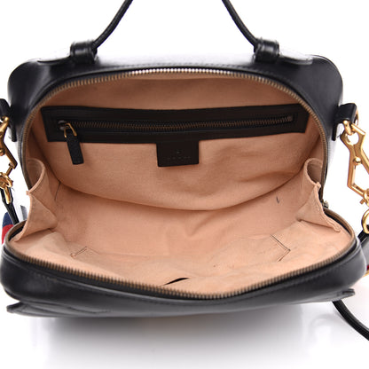 Gucci Calfskin Matelasse Sylvie Web Small GG Marmont Top Handle Shoulder Bag Black 4 of 16