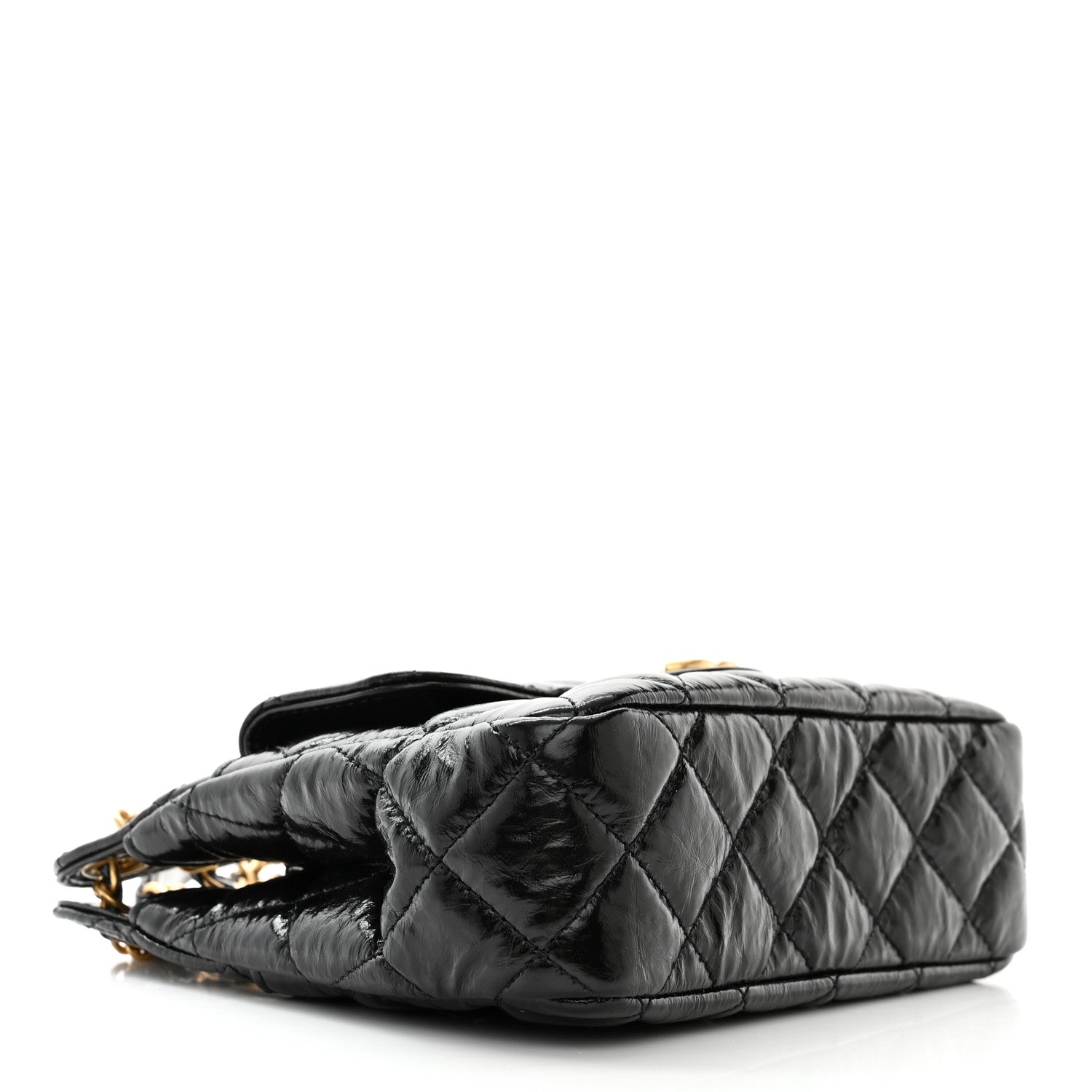 Chanel Shiny Crumpled Calfskin Quilted Small Wavy CC Hobo Black 4 of 11