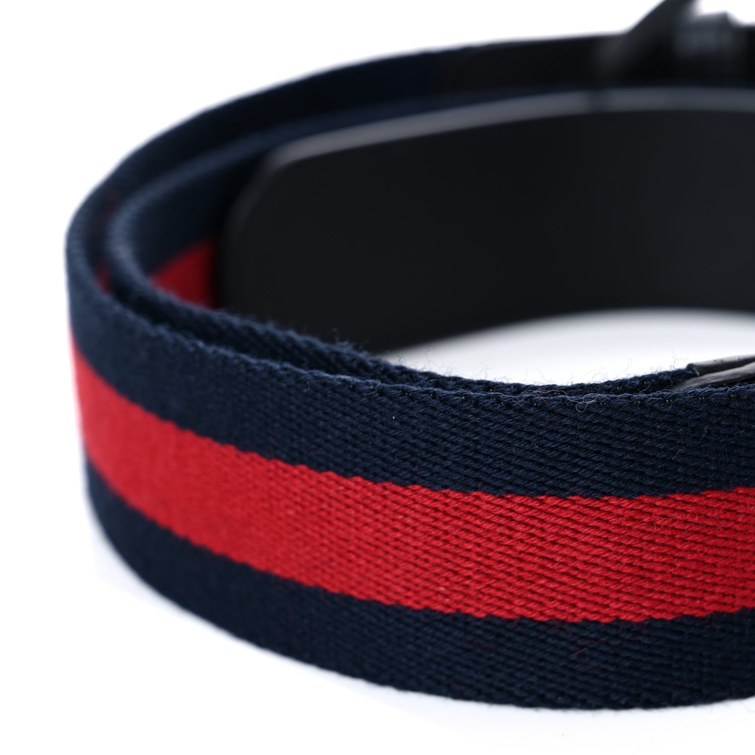 Gucci Nylon Calfskin Double G Web 40mm Belt 90 36 Blue Red Black 5 of 7