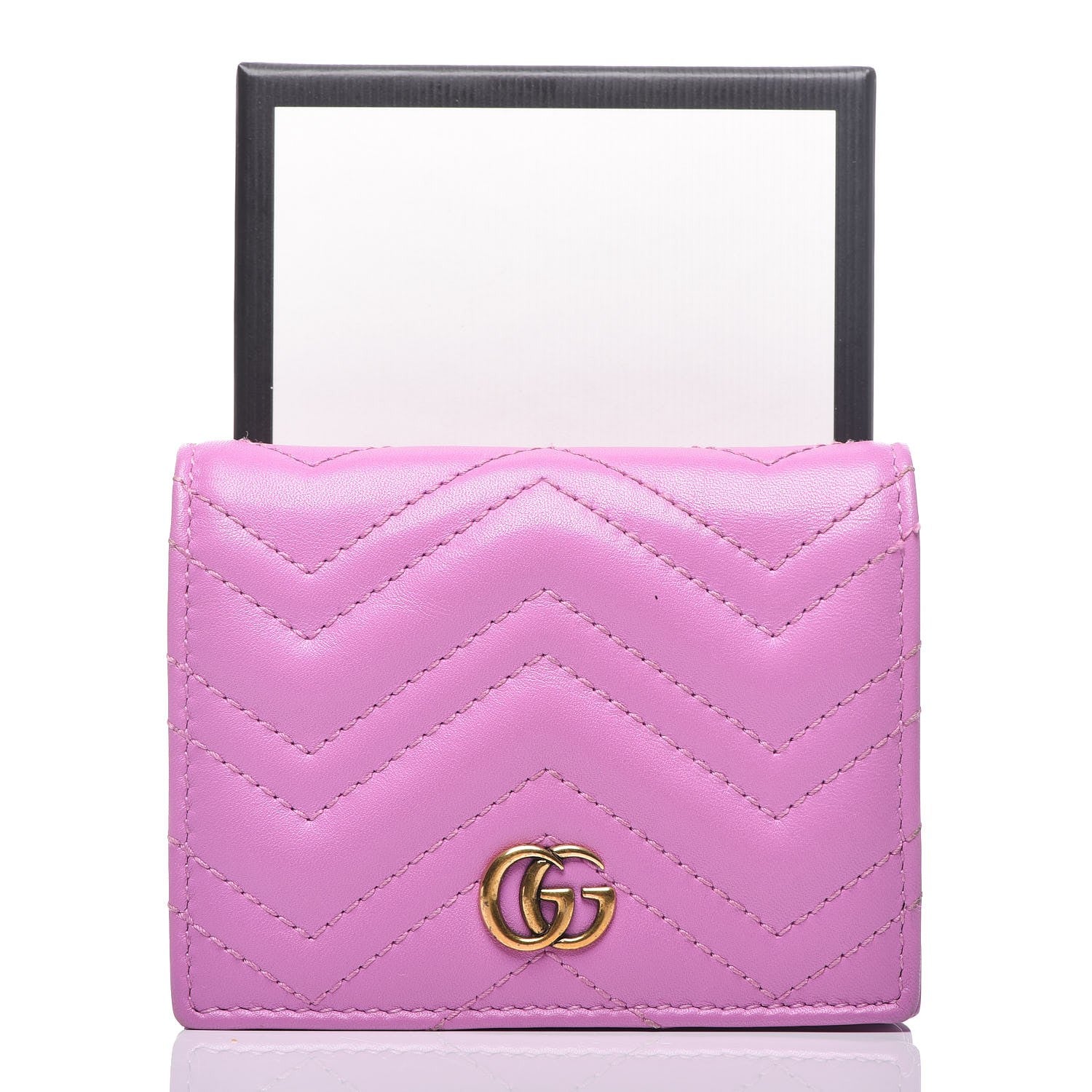 Gucci Calfskin Matelasse GG Marmont Card Case Candy Mousse 8 of 8