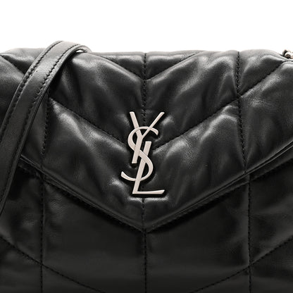 Saint Laurent Lambskin Quilted Toy Loulou Puffer Monogram Chain Satchel Black 8 of 11