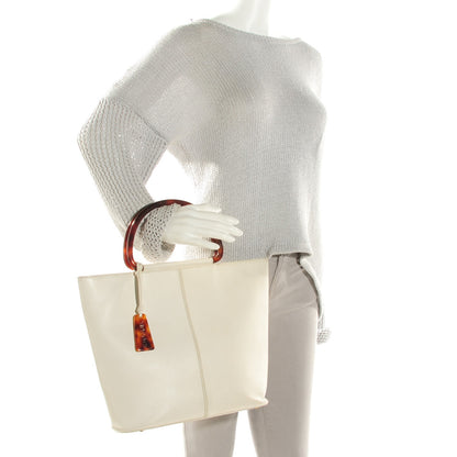 Chanel Grained Calfskin Tortoise Handle Tote White 3 of 16