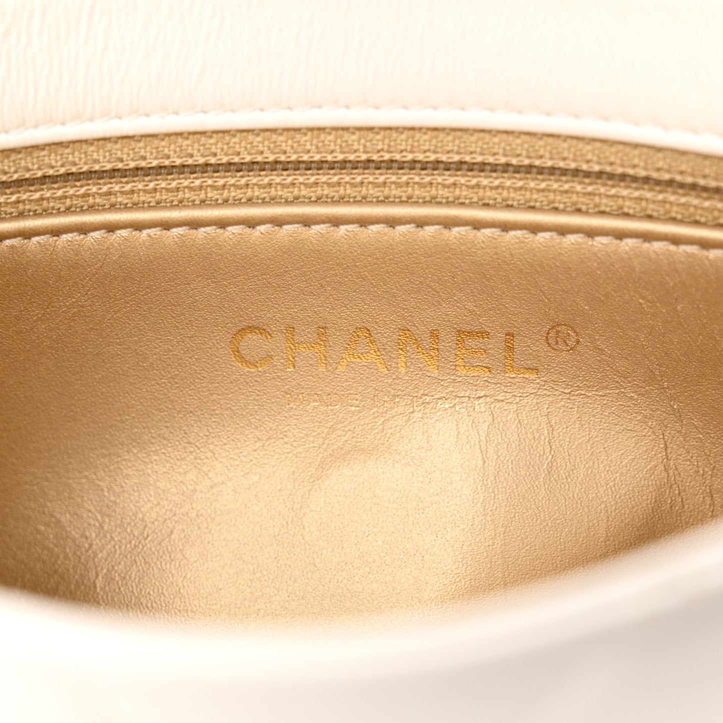 Lambskin Quilted Small CC Crystal Logo Chain Flap White