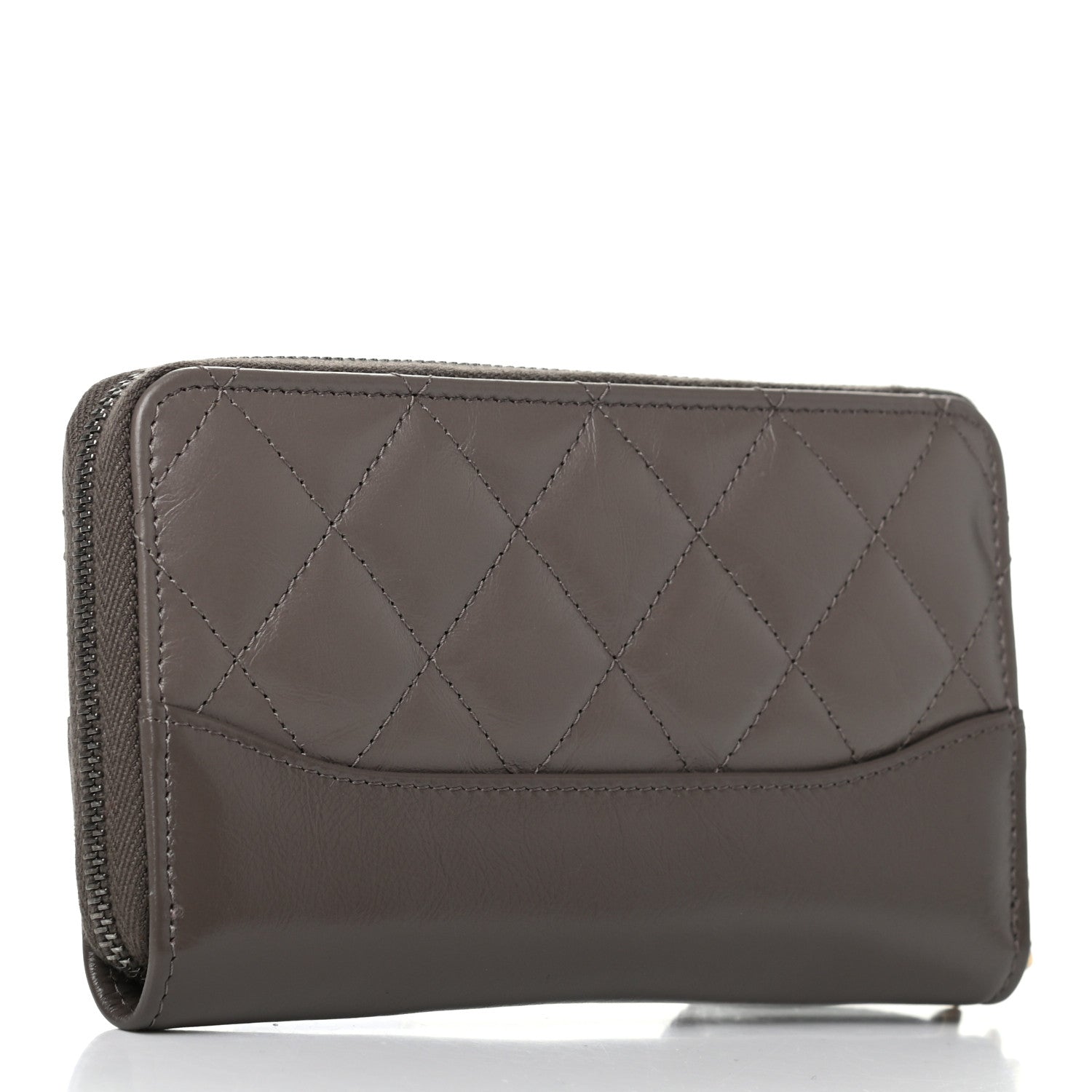 Chanel Aged Calfskin Quilted Small Gabrielle Zip Around Wallet Khaki 3 of 9