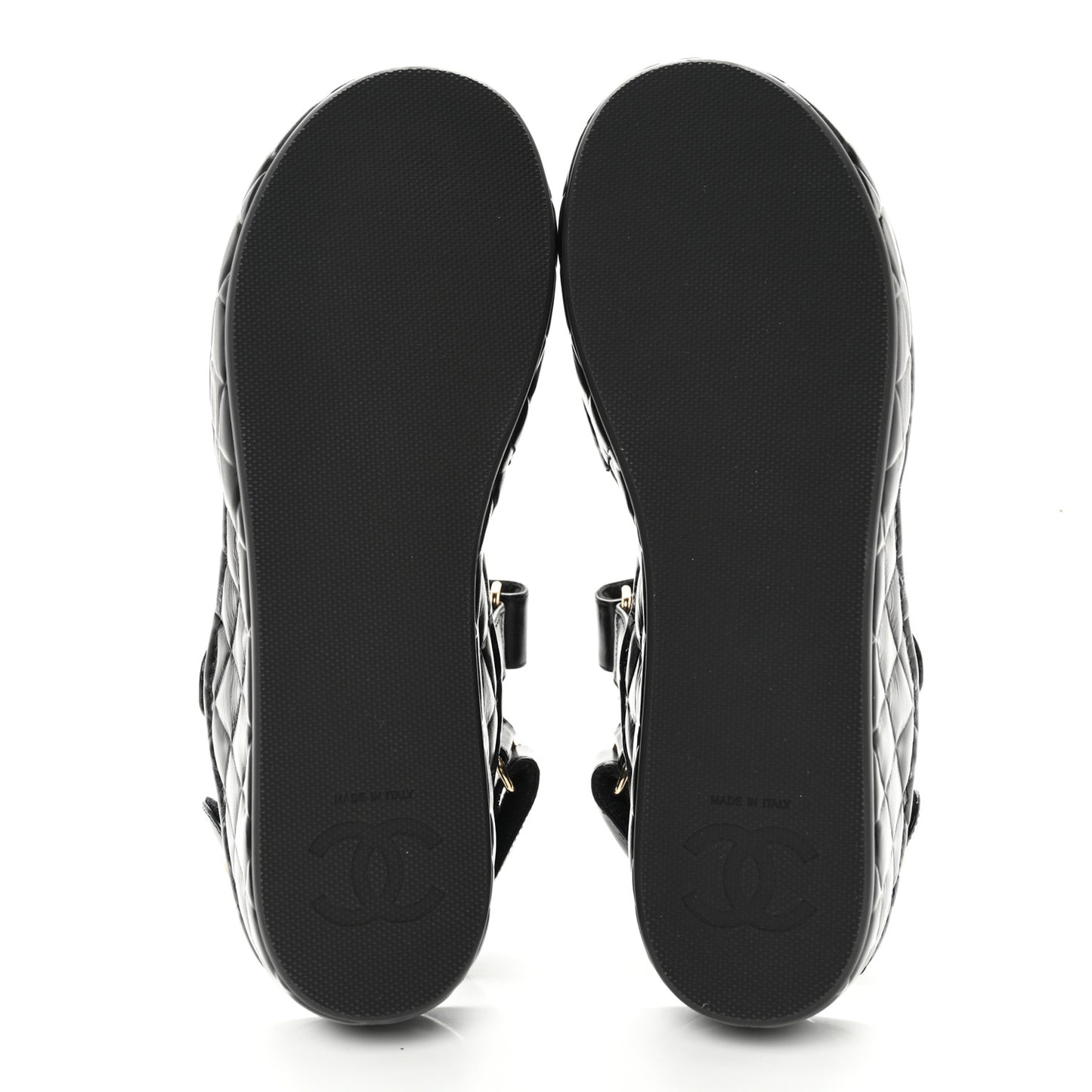 Shiny Calfskin Logo Platform Sandals 38 Black