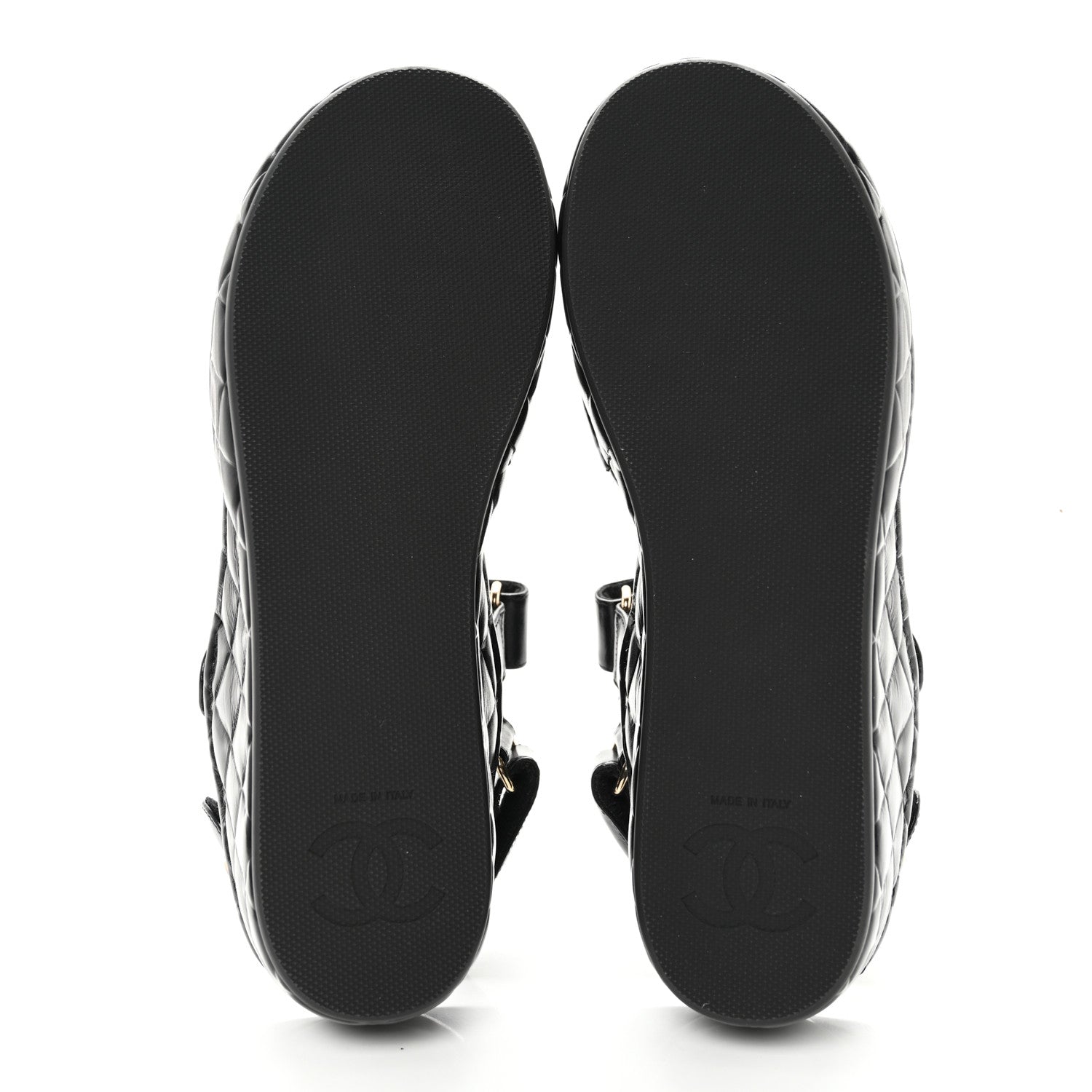 Chanel Shiny Calfskin Logo Platform Sandals 38 Black 5 of 12