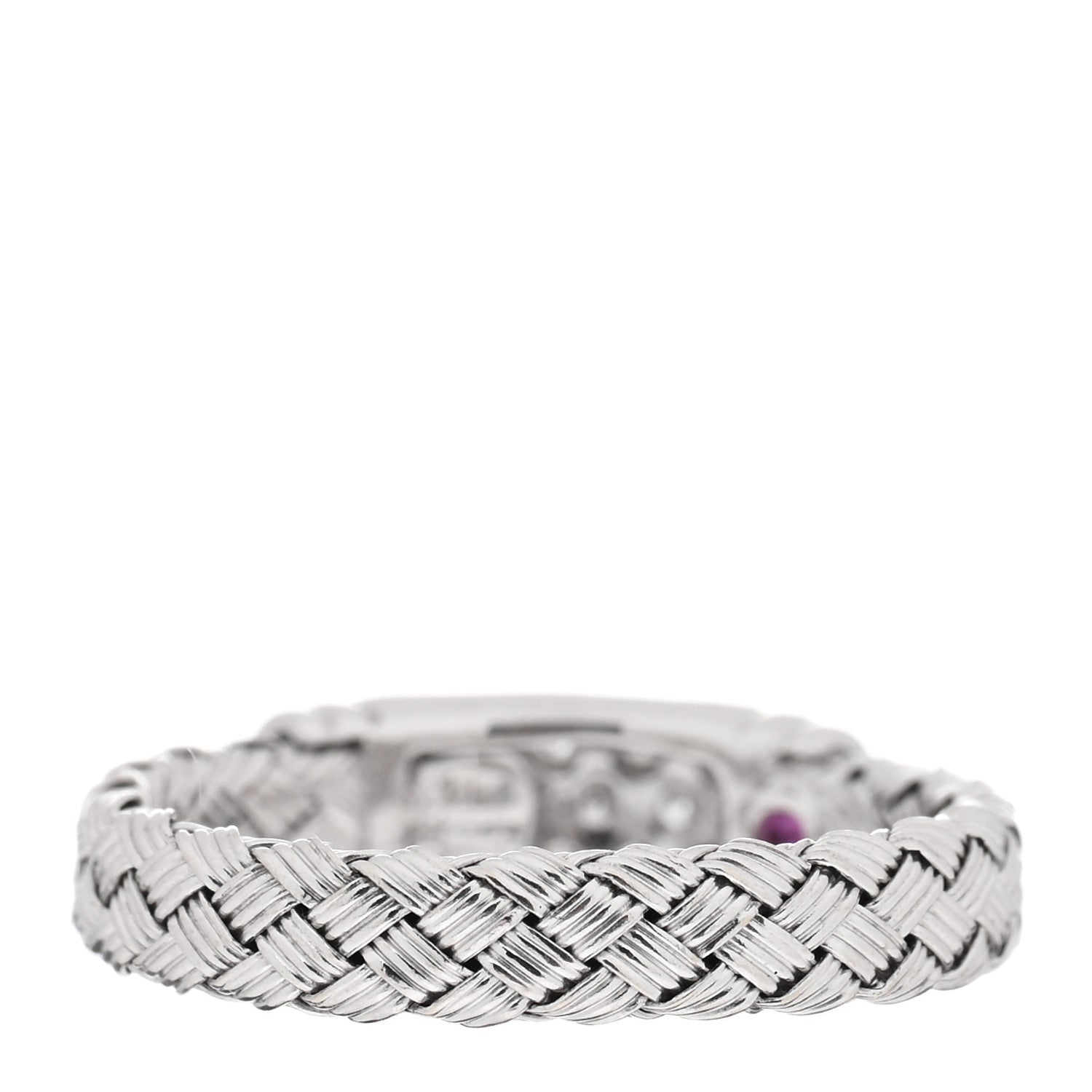 Roberto Coin 18K White Gold Diamond Woven Silk Ring 52 6 3 of 4