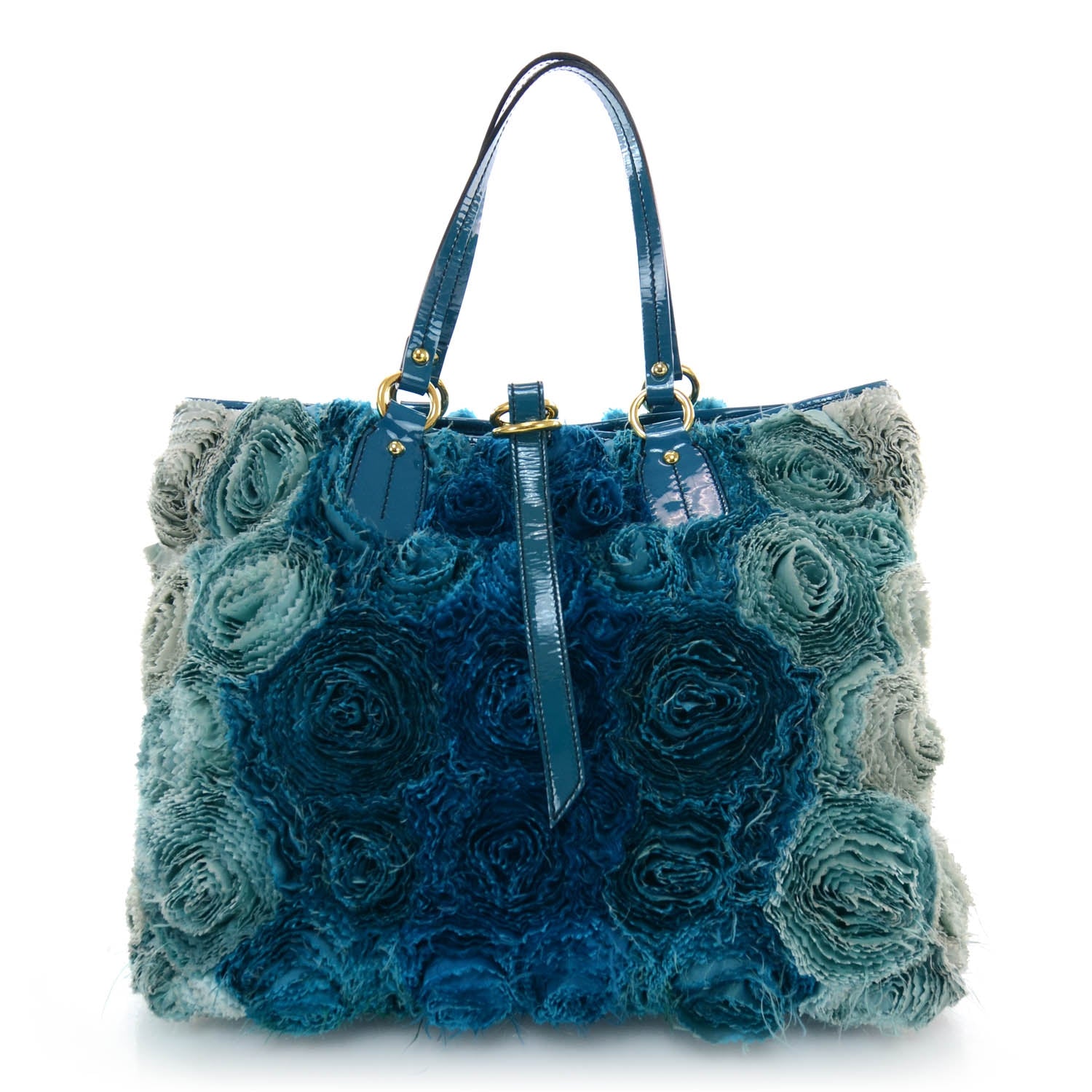 Valentino Garavani Silk Rosier Tote Blue 10 of 14