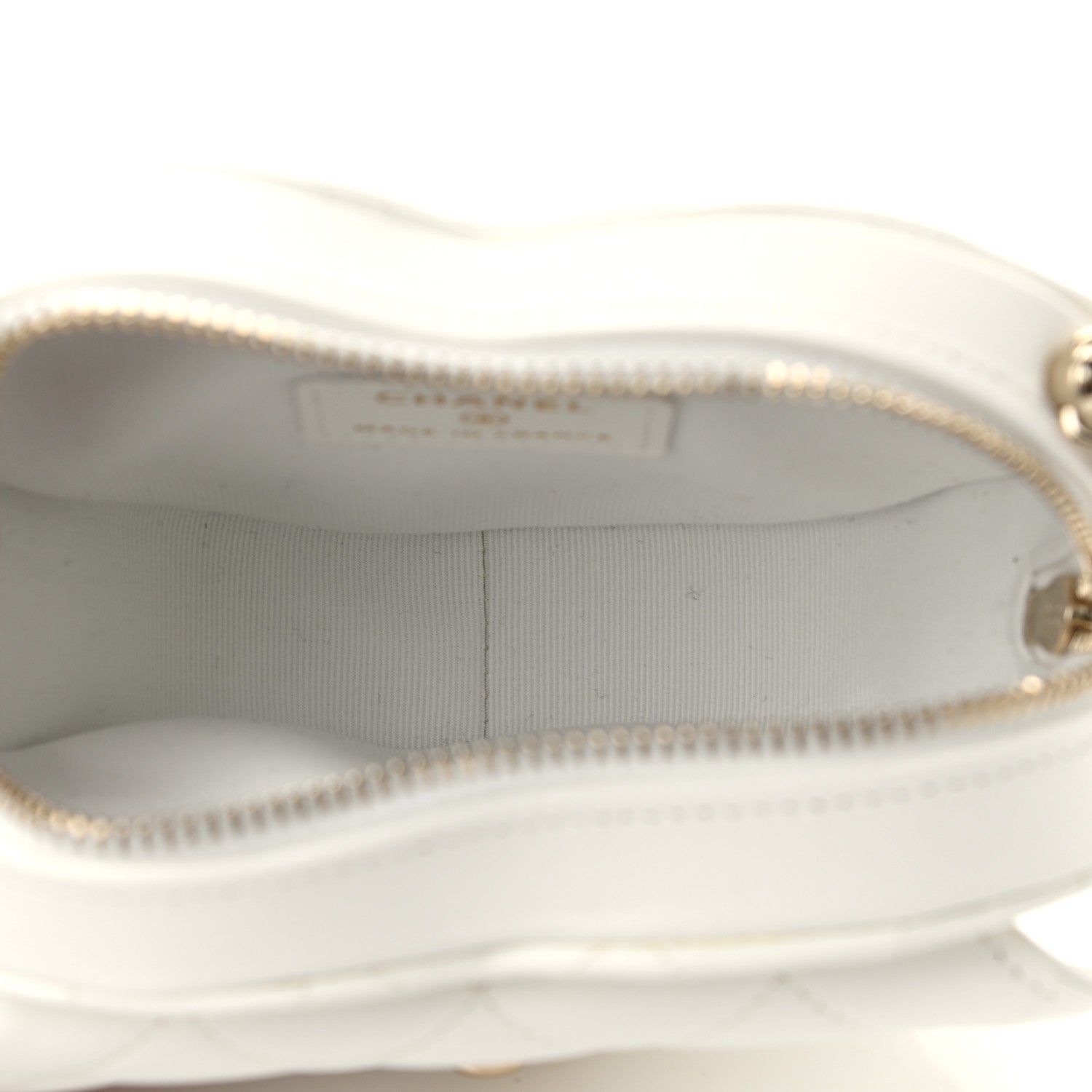 Chanel Lambskin Quilted CC In Love Heart Clutch With Chain White 5 of 11