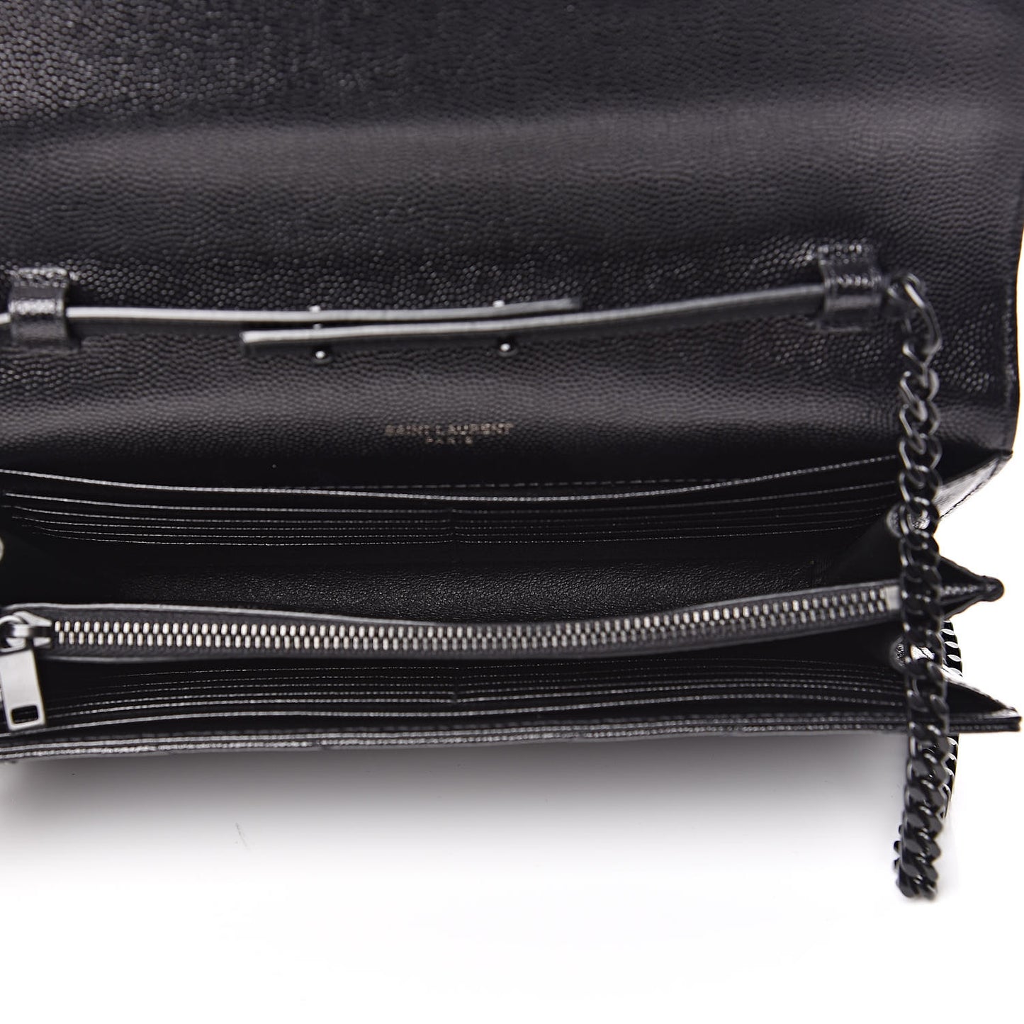 Grain De Poudre Matelasse Chevron Monogram Chain Wallet Black