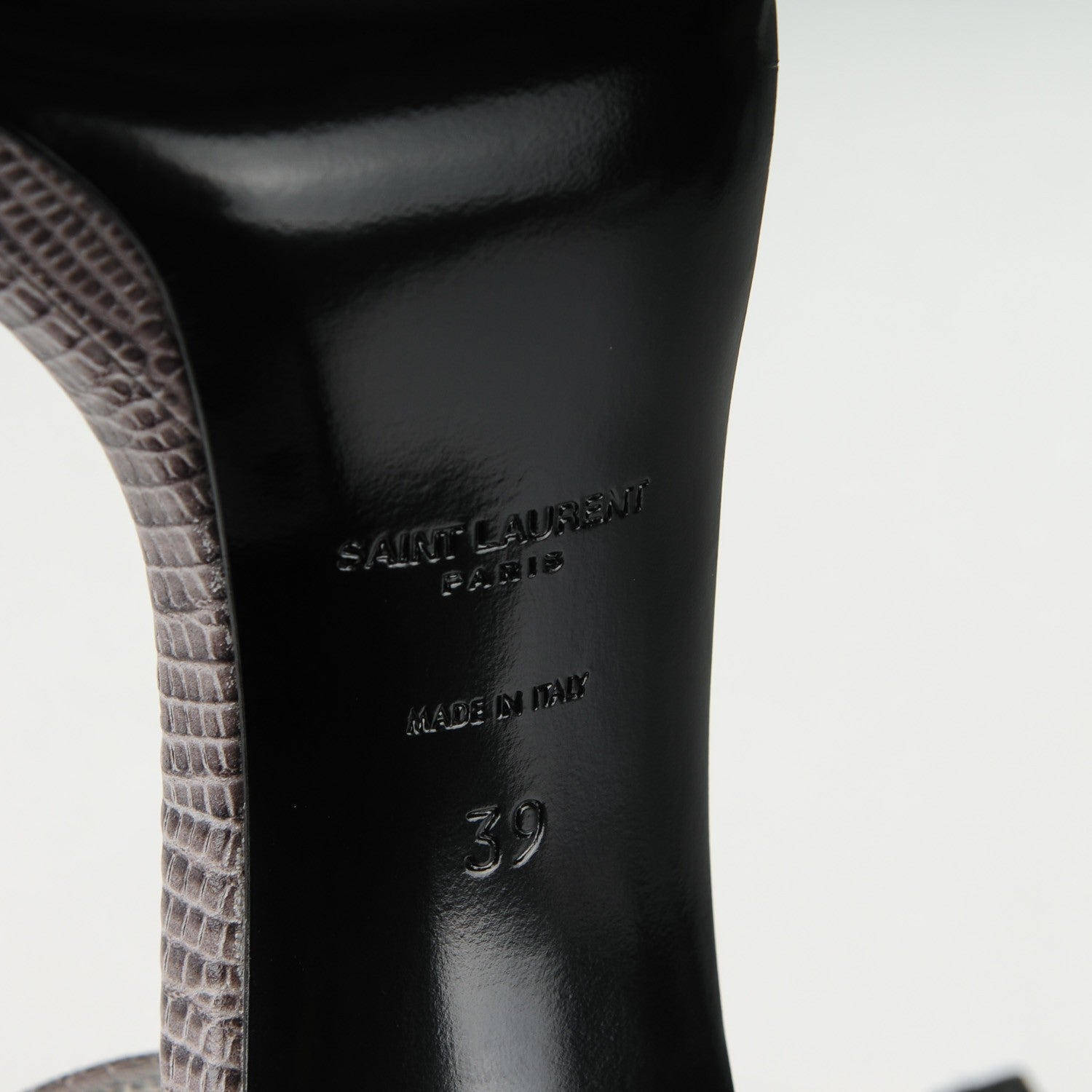 Saint Laurent Lizard Calfskin Embossed Jane 105 Ankle Strap Sandals 39 Earth 6 of 7