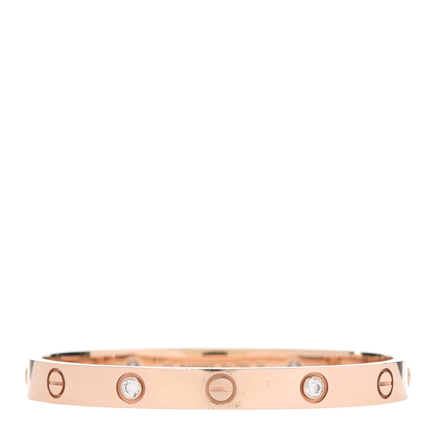 Cartier 18K Pink Gold 4 Diamond LOVE Bracelet 16 1 of 7
