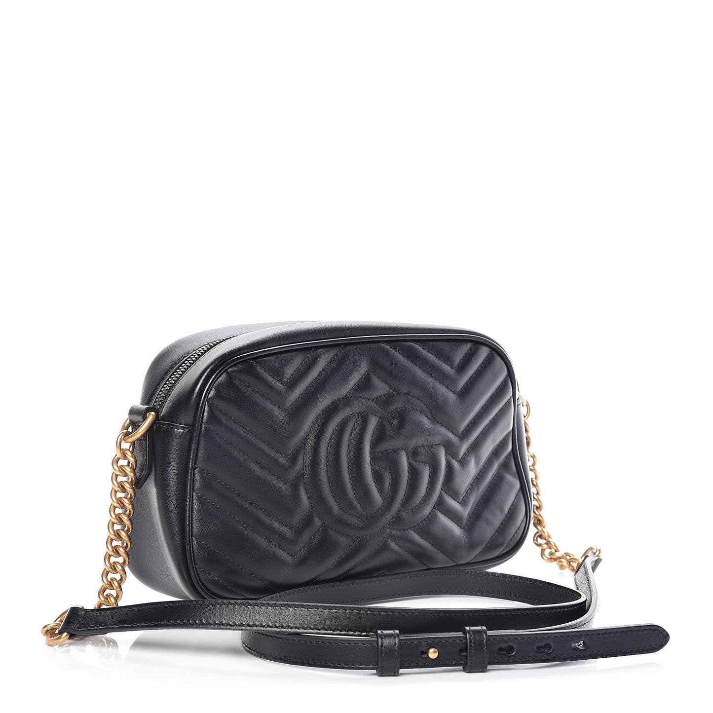 Calfskin Matelasse Small GG Marmont Chain Shoulder Bag Black