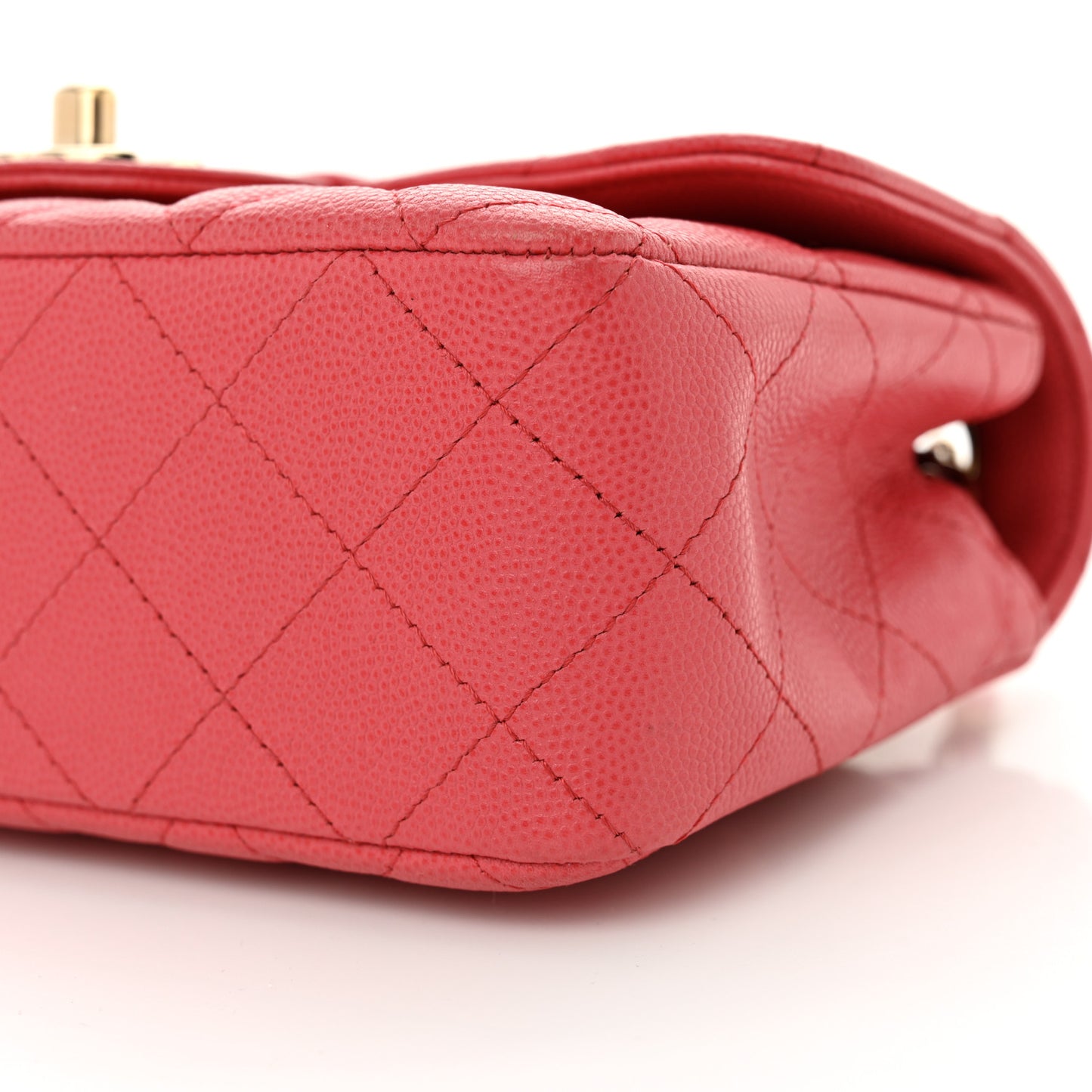 Caviar Quilted Mini Rectangular Flap Dark Pink