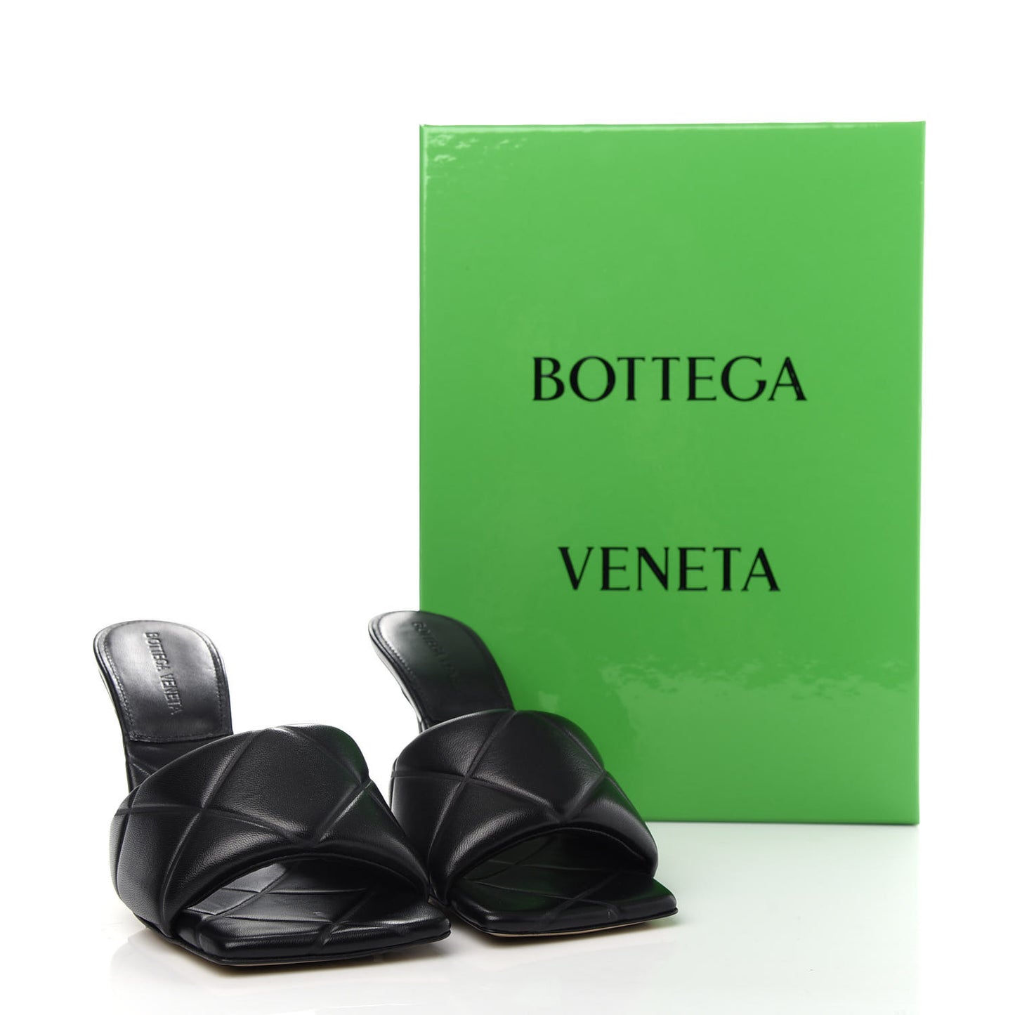 Nappa Quilted Rubber Lido Mule Sandals 37.5 Black