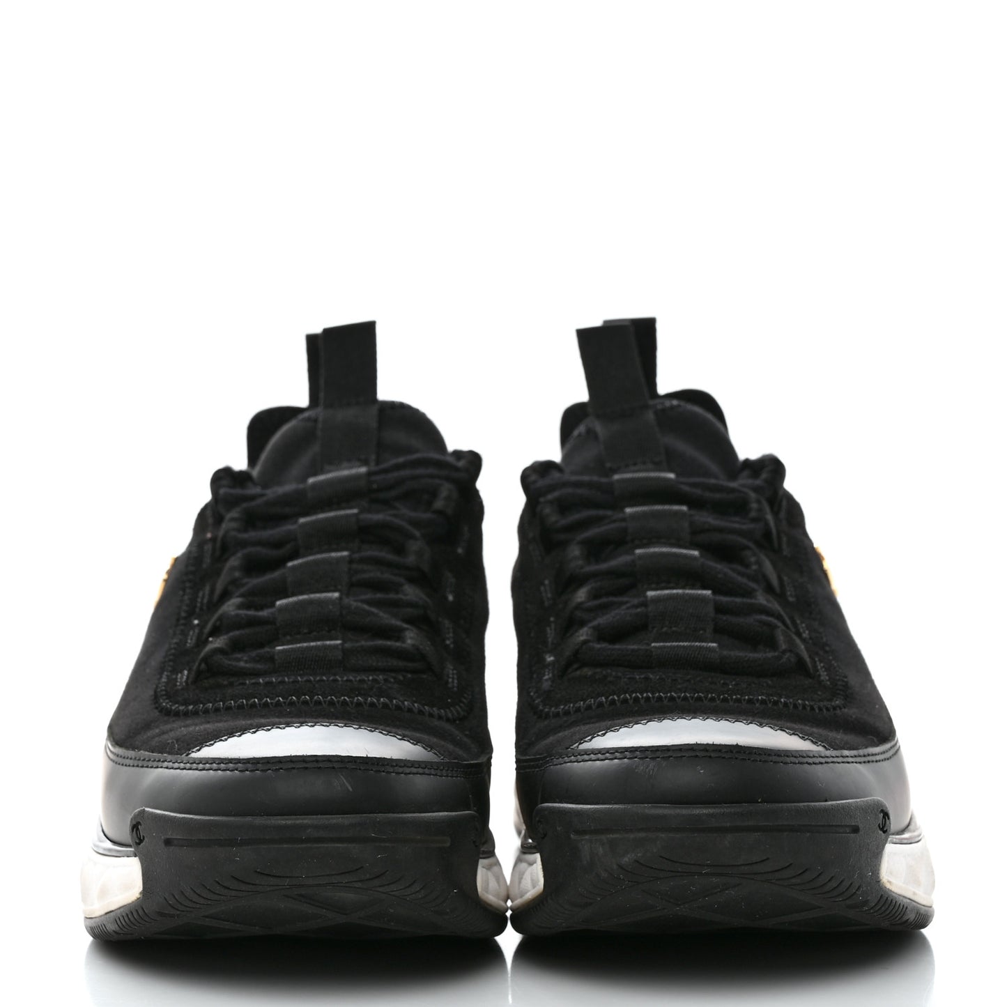 Velvet Calfskin Mixed Fibers CC Sneakers 39.5 Black
