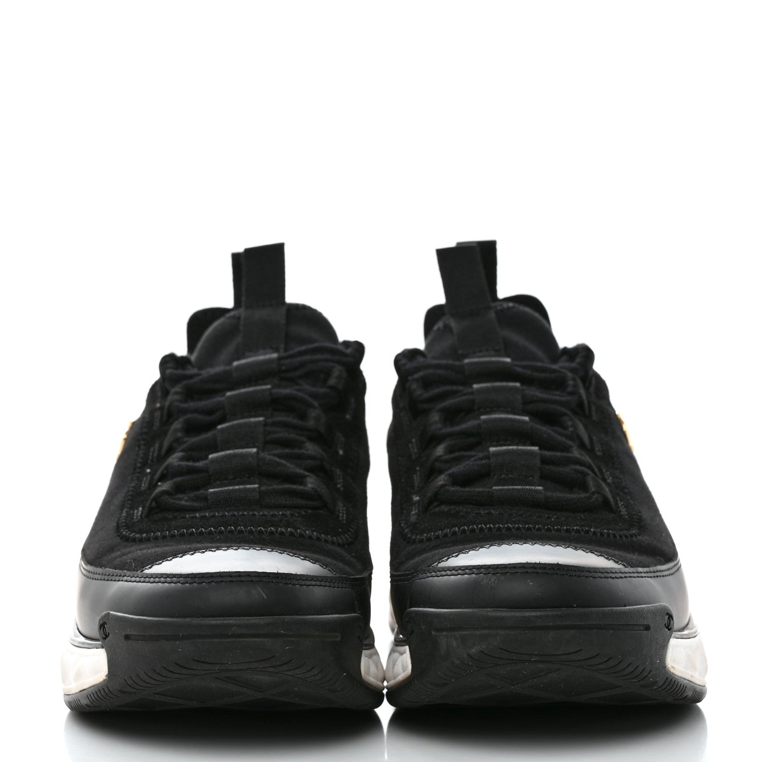 Chanel Velvet Calfskin Mixed Fibers CC Sneakers 39.5 Black 2 of 9