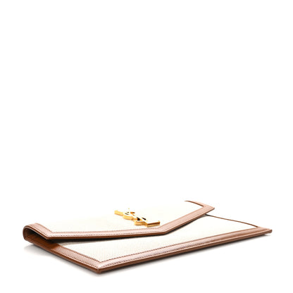 Saint Laurent Canvas Uptown Pouch Natural Beige Brick 4 of 8
