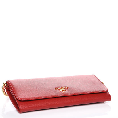 Prada Saffiano Metal Oro Chain Wallet Fuoco 5 of 7