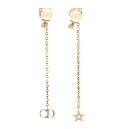 Christian Dior Pearl La Petite Tribale Dangle Chain Earrings Gold 1 of 5