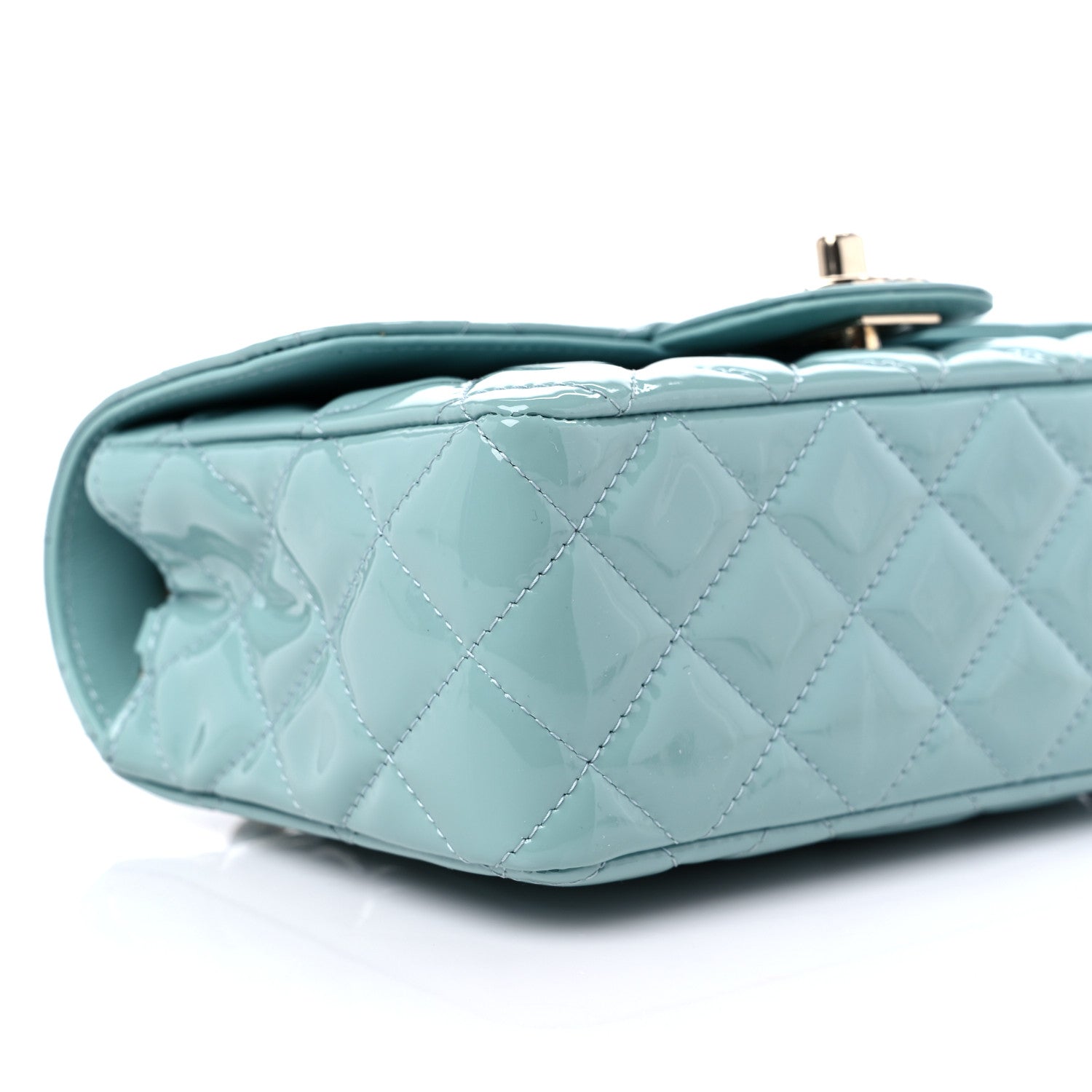 Chanel Patent Calfskin Quilted Mini Rectangular Flap Light Blue 8 of 9