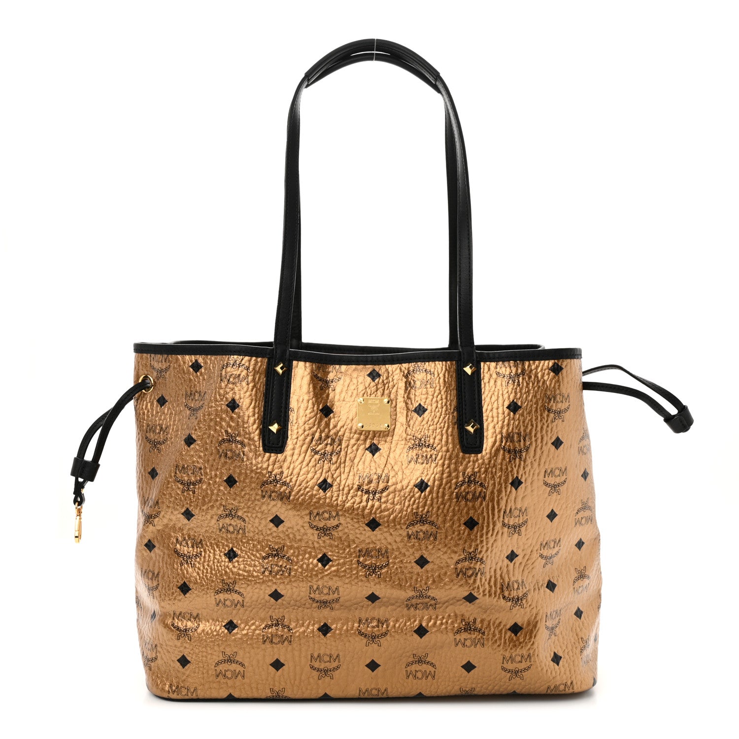 MCM Metallic Visetos Medium Shopper Tote Gold 1 of 10