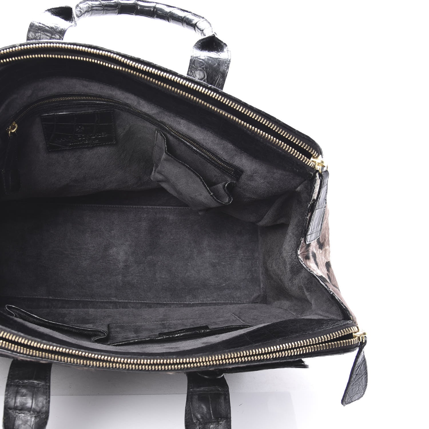 Nancy Gonzalez Crocodile Calf Hair Leopard Print Satchel Black 6 of 16
