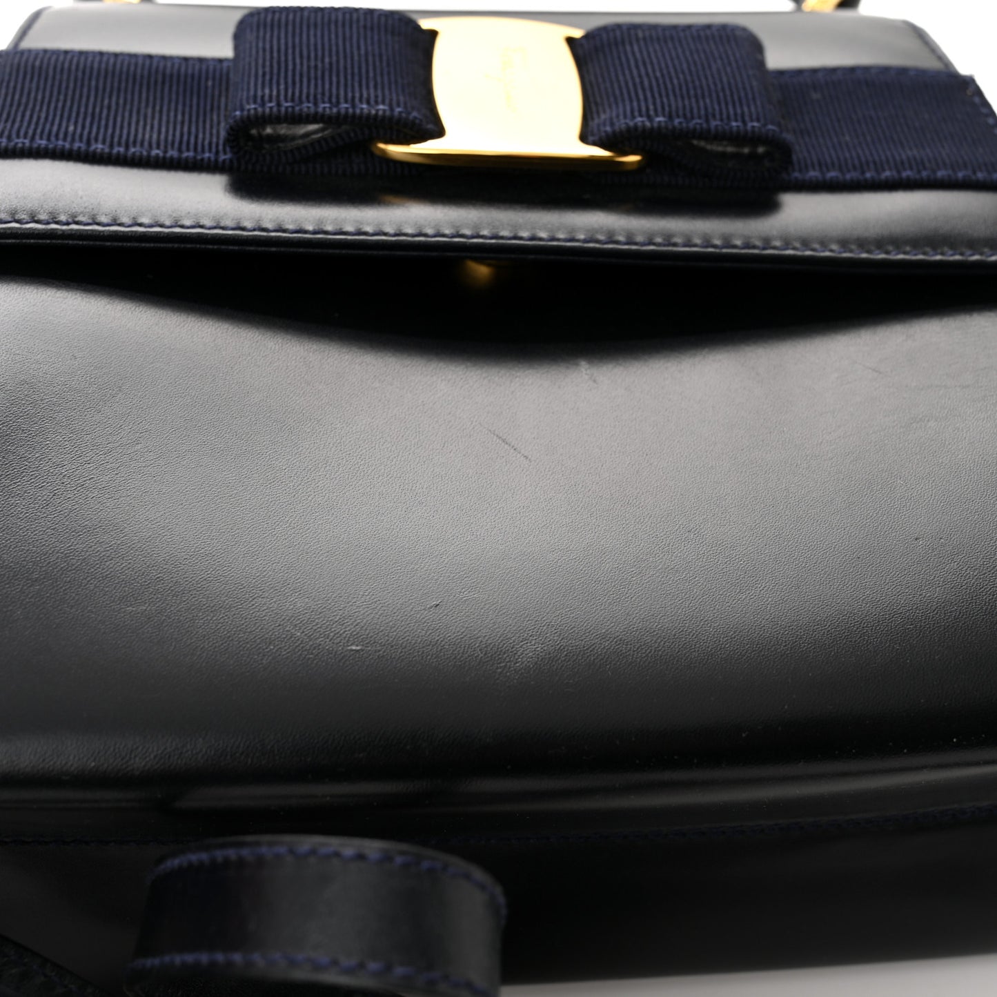 Calfskin Vera Bow Mini Top Handle Crossbody Bag Navy