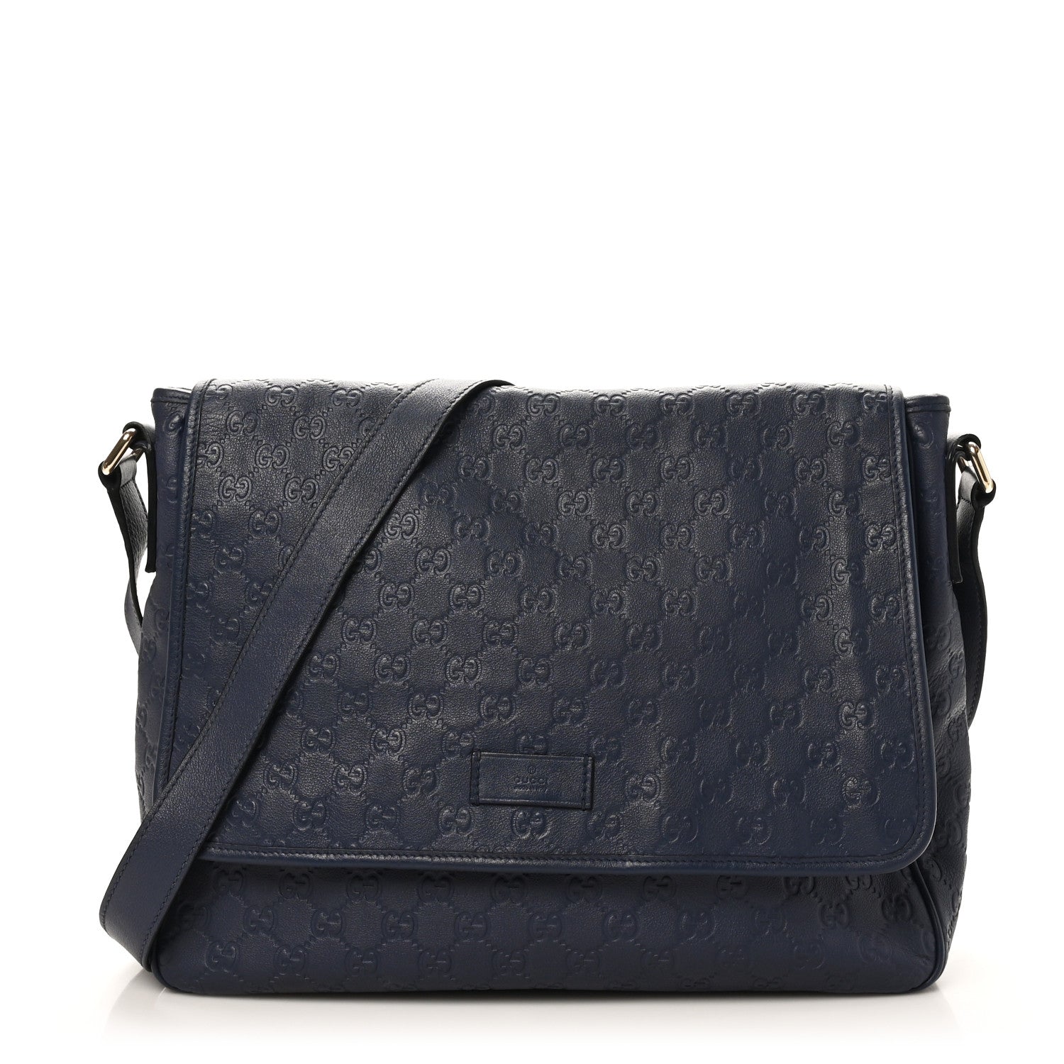 Gucci Guccissima Medium Flap Messenger Bag Blue 1 of 10