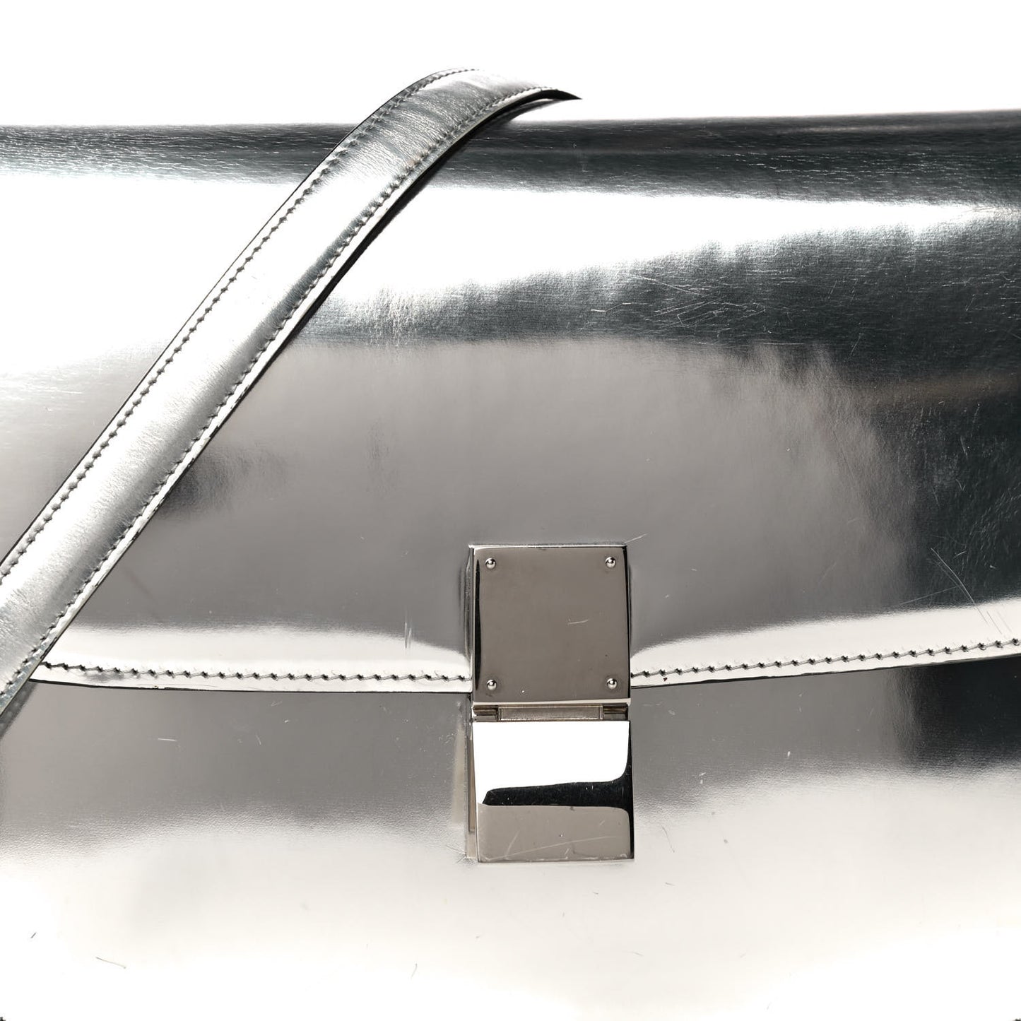 Mirror Box Calfskin Medium Classic Box Flap Bag Silver