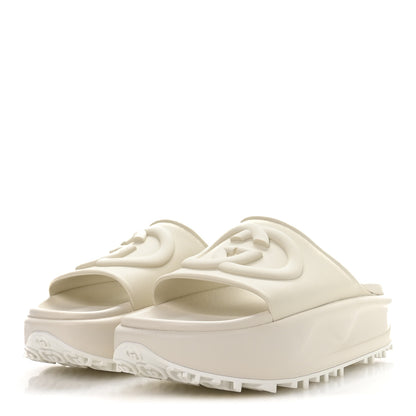 Gucci Soft Rubber Womens Interlocking G Platform 42mm Slide Sandals 40 Off White 8 of 18