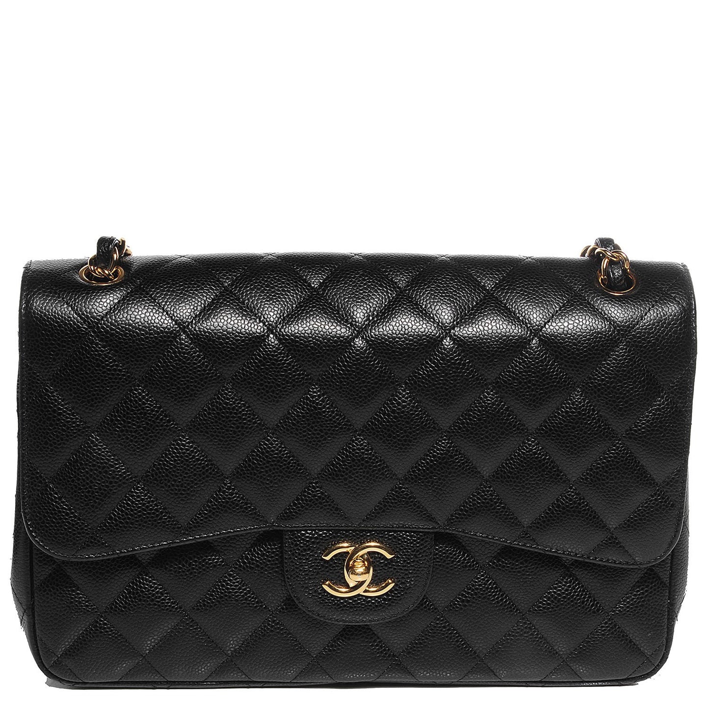 Caviar Quilted Jumbo Double Flap Black