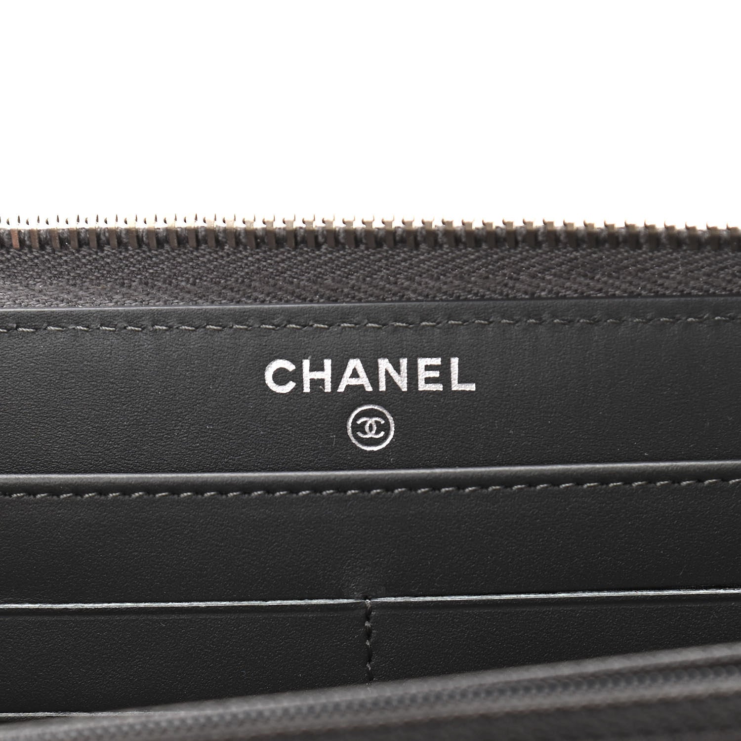 Chanel Patent Calfskin Zip Around Wallet Dark Grey 6 of 11