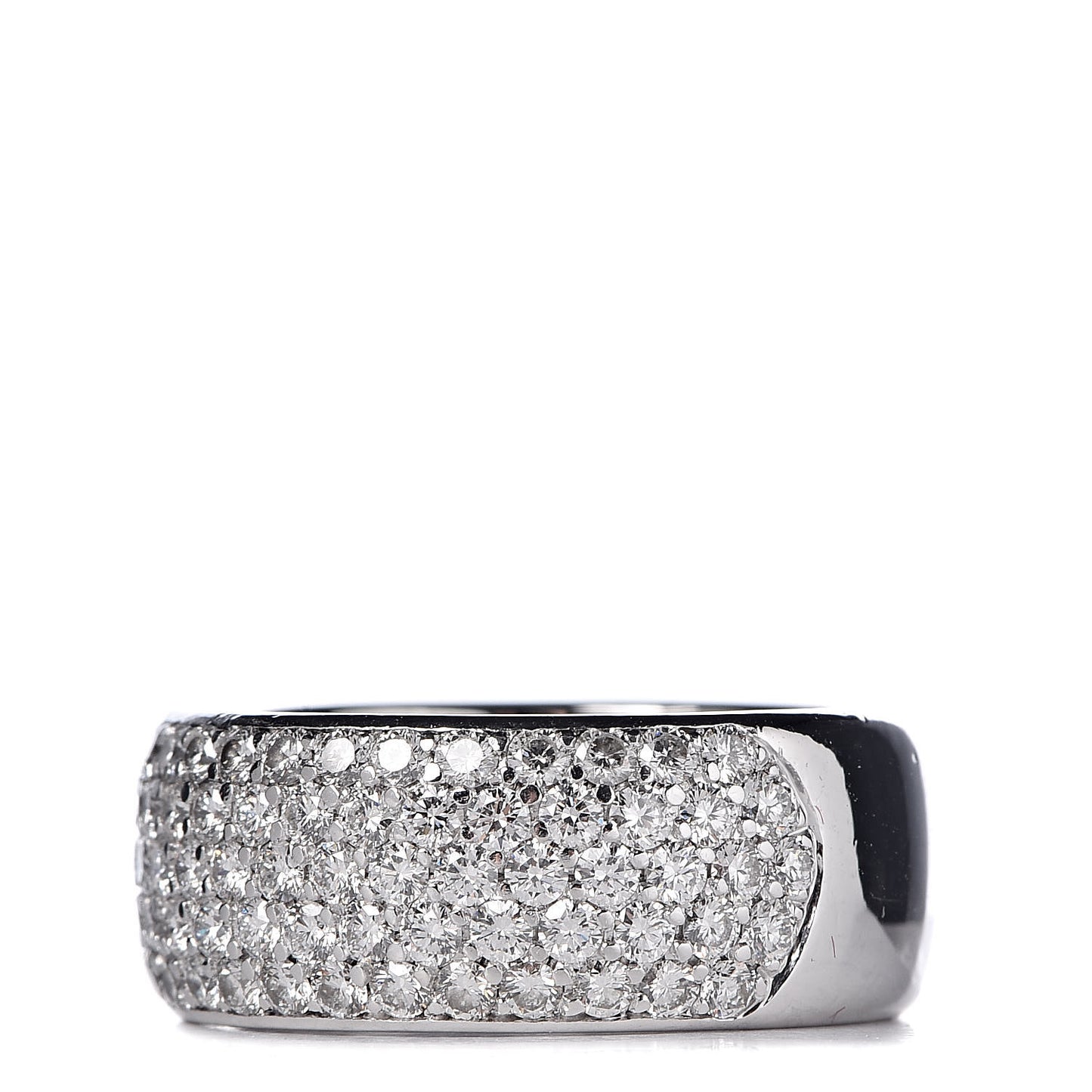 18K White Gold Diamond 5 Row Half Paved Band Ring 53 6.25