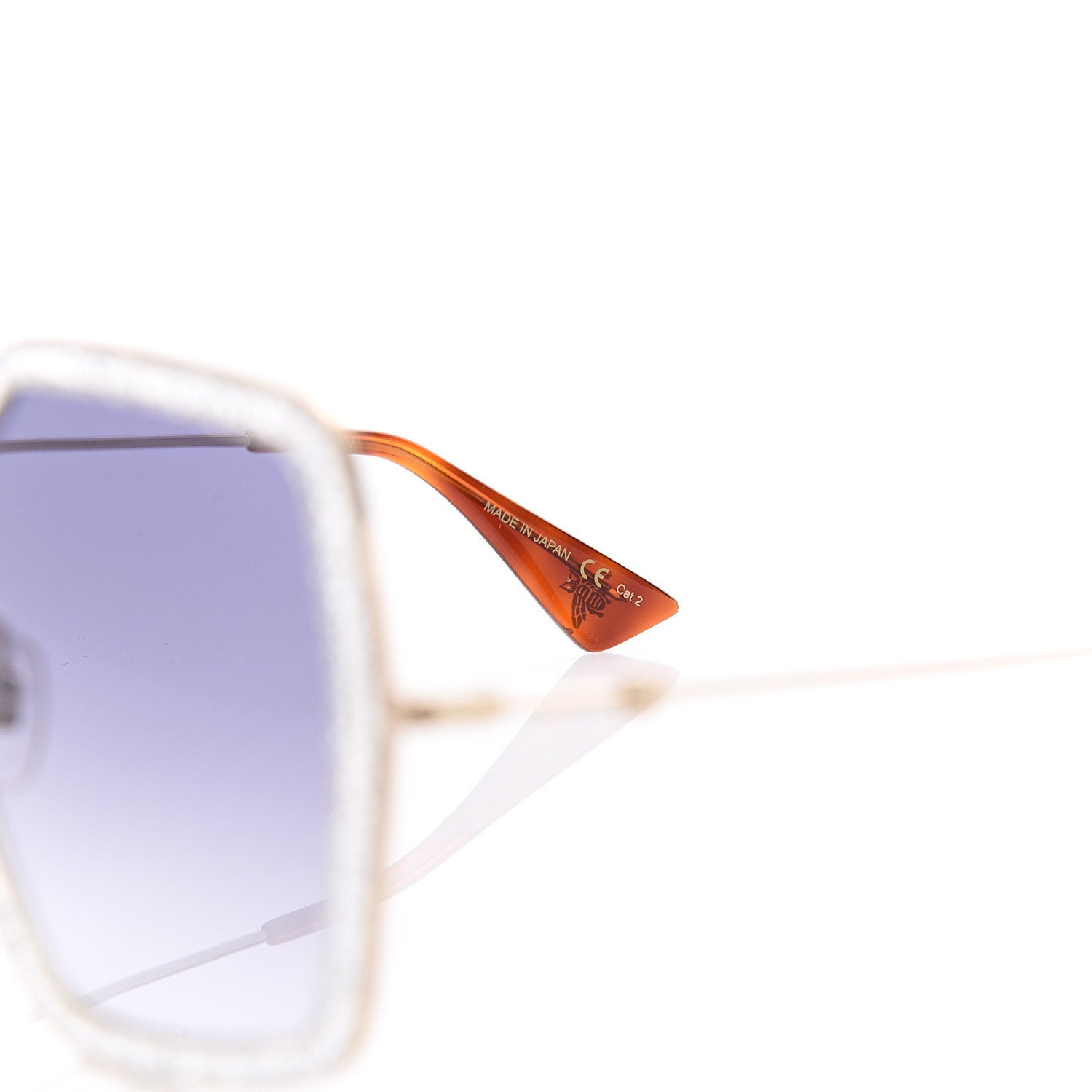 Gucci Glitter Acetate Oversize Square Frame Sunglasses GG0106S Gold 6 of 8