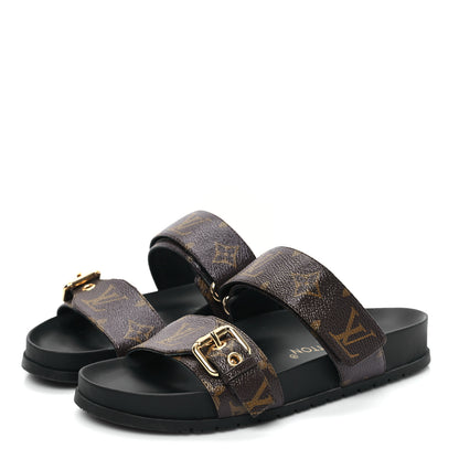 Louis Vuitton Monogram Bom Dia Mule Sandals 36 Black 3 of 9