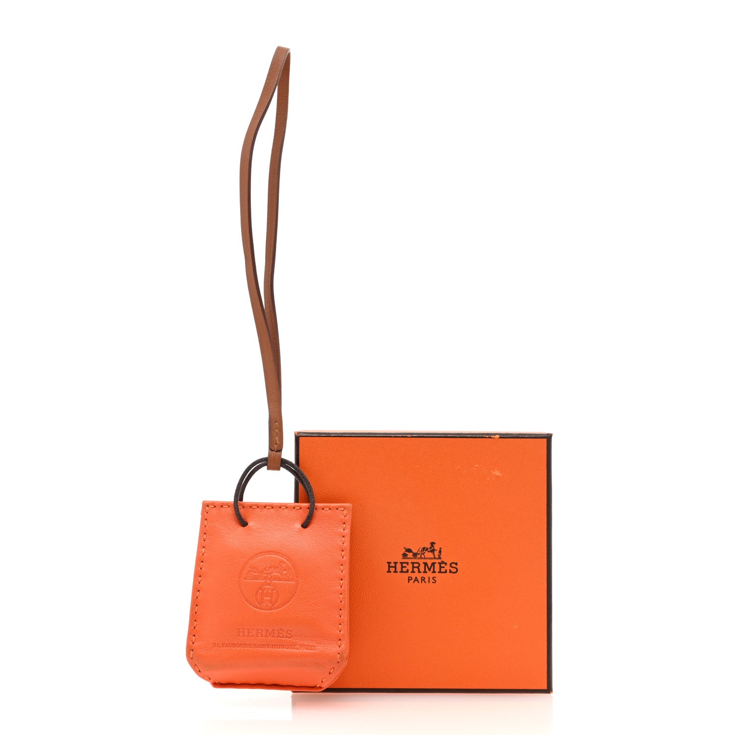 Hermes Milo Lambskin Swift Shopping Bag Charm Feu Gold 5 of 5